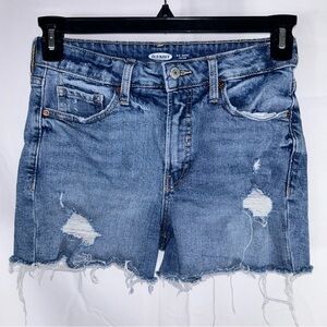 Old Navy Shorts Jean OG High Rise Distressed Raw Hem Denim Shorts Medium Wash